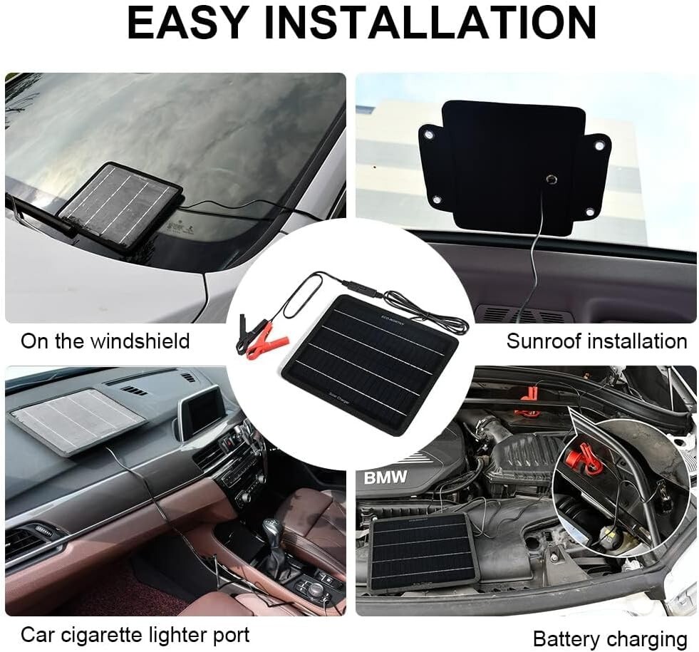 Efficient 10W Waterproof Solar Trickle Charger for Cars, Boats & RVs – 12V