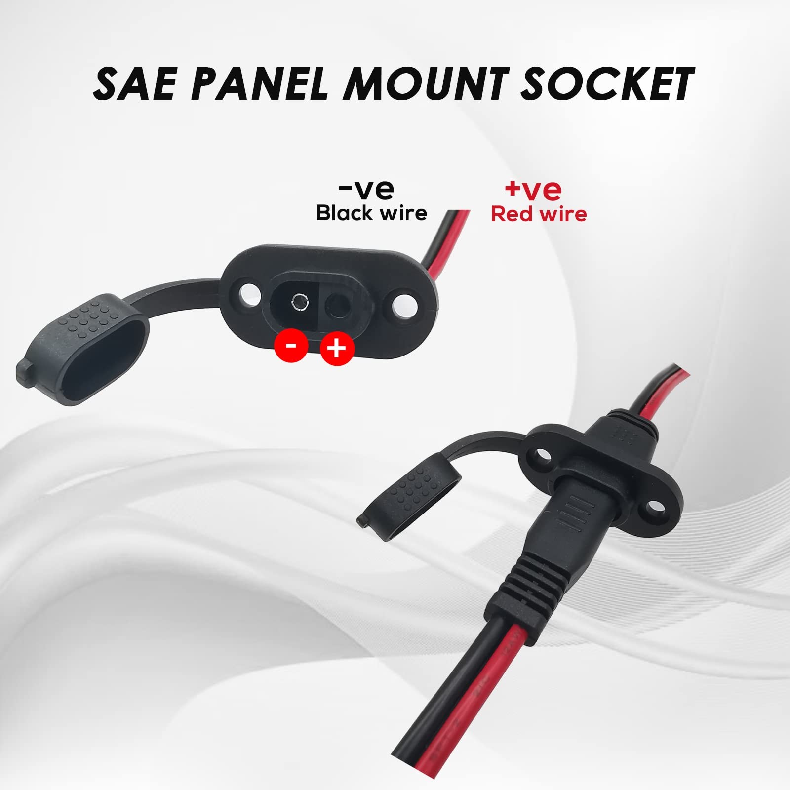 2 PCS SAE Sidewall Port, Weatherproof SAE Socket Solar Sidewall Connector, SAE