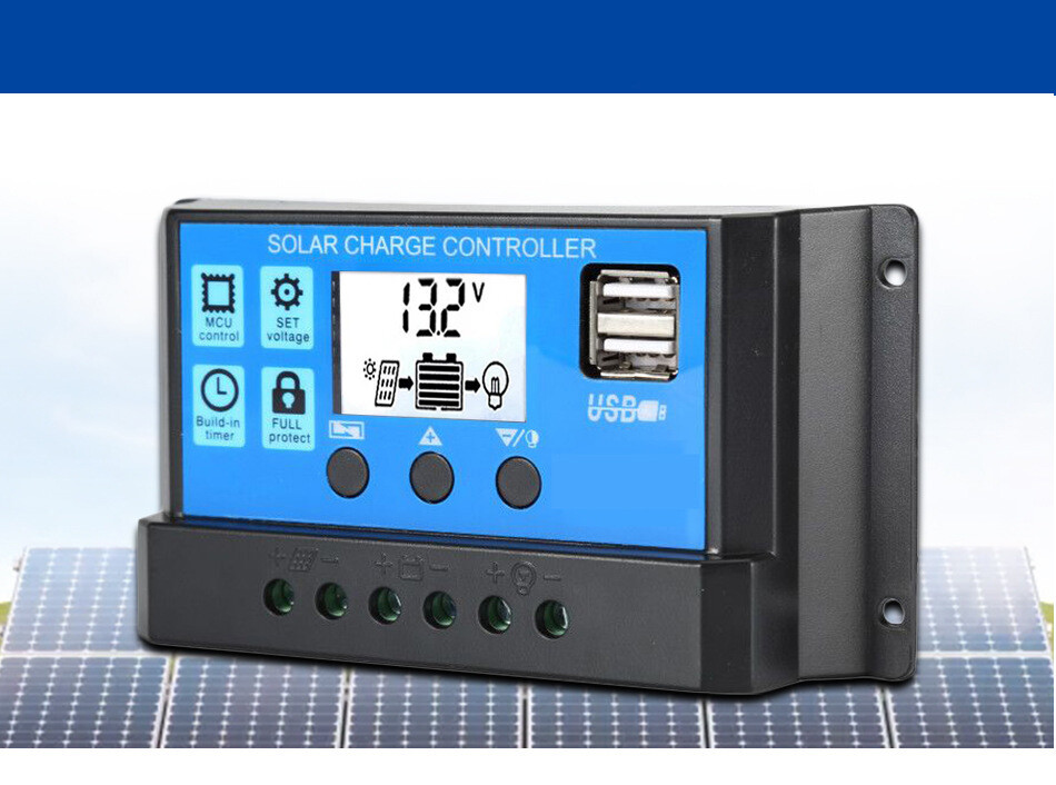 Solar Charge Controller 12V 24V 10A 20A 30A 40A 50A 60A 100A Dual USB Regulator