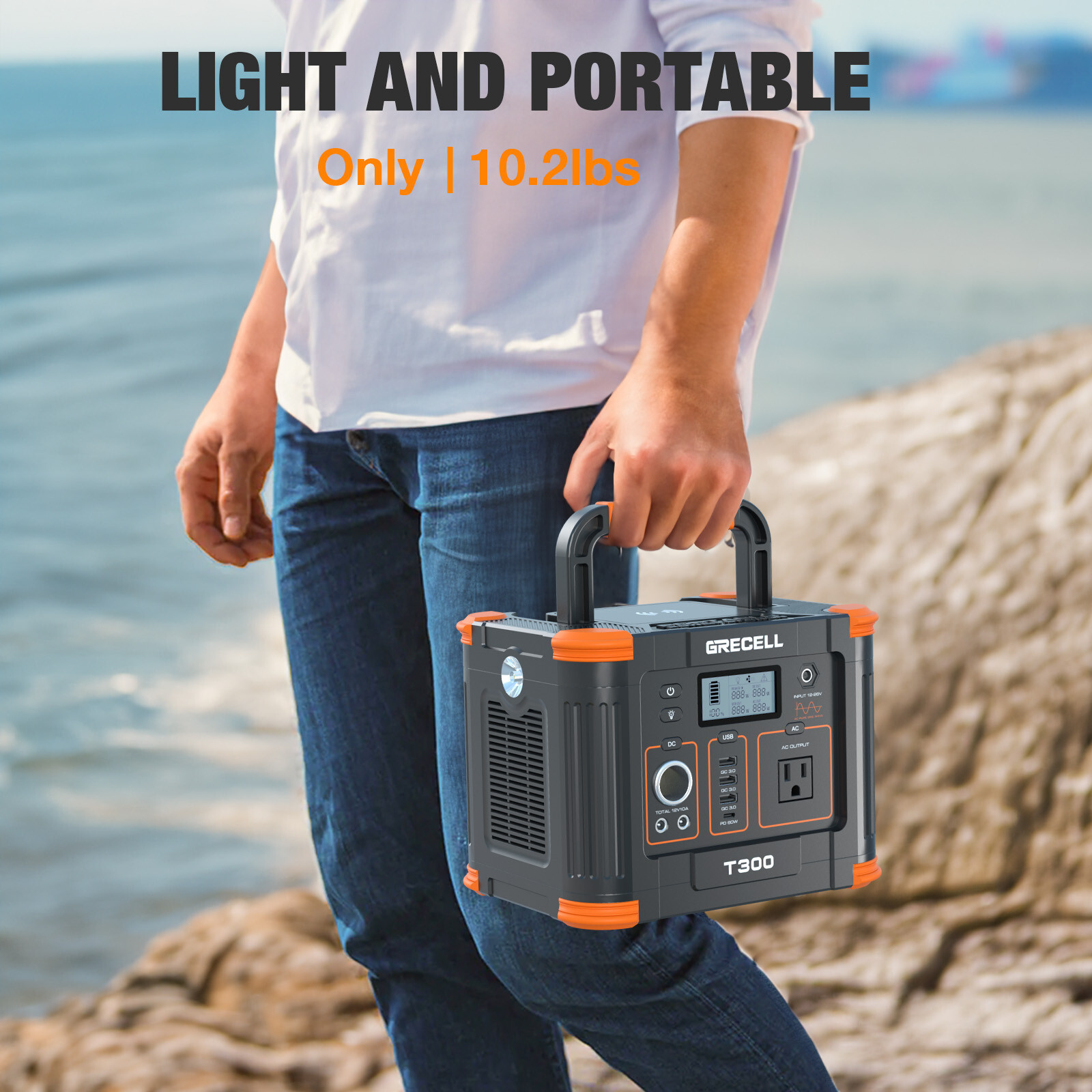 GRECELL 300W Portable Power Station 288Wh Solar Generator for Outdoors Camping