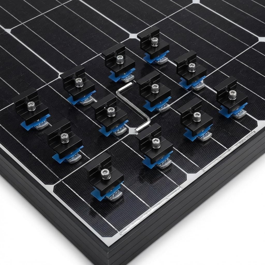 12-Pack Black Aluminum 30mm/35mm Solar Panel End Clamps for Standard Unistrut…