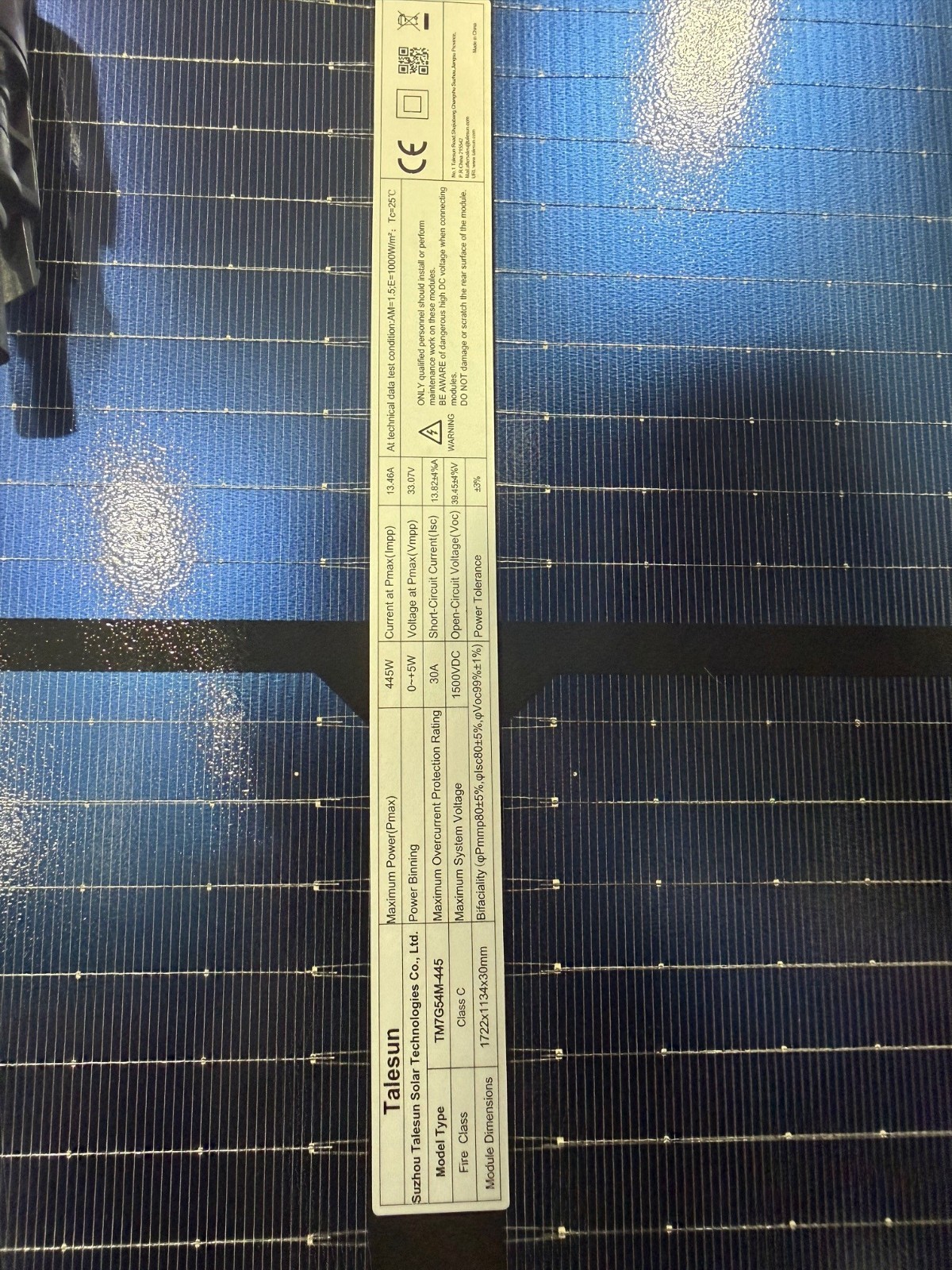 Talesun Solar TM7G54M-445 (BOB) 445W All black bifacial solar panel