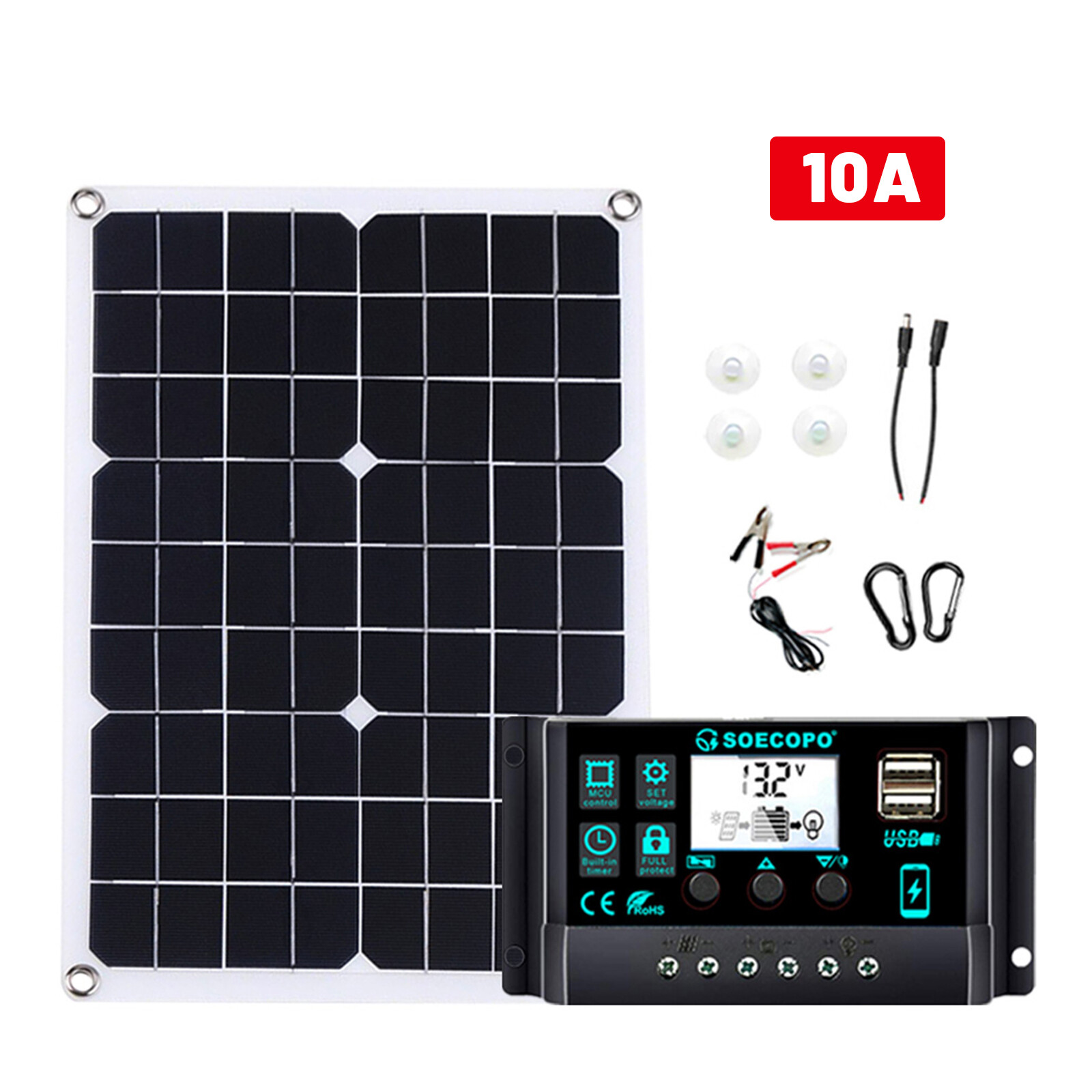 25 Watts Solar Panel Kit 100A 12V Battery Charger with Controller Caravan Boat