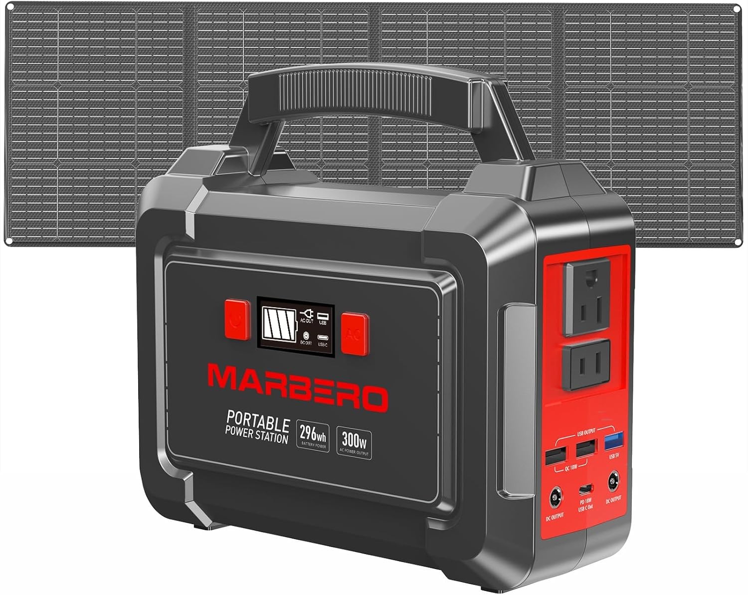 Portable Power Station 296Wh MARBERO with 60W Solar Panel Included