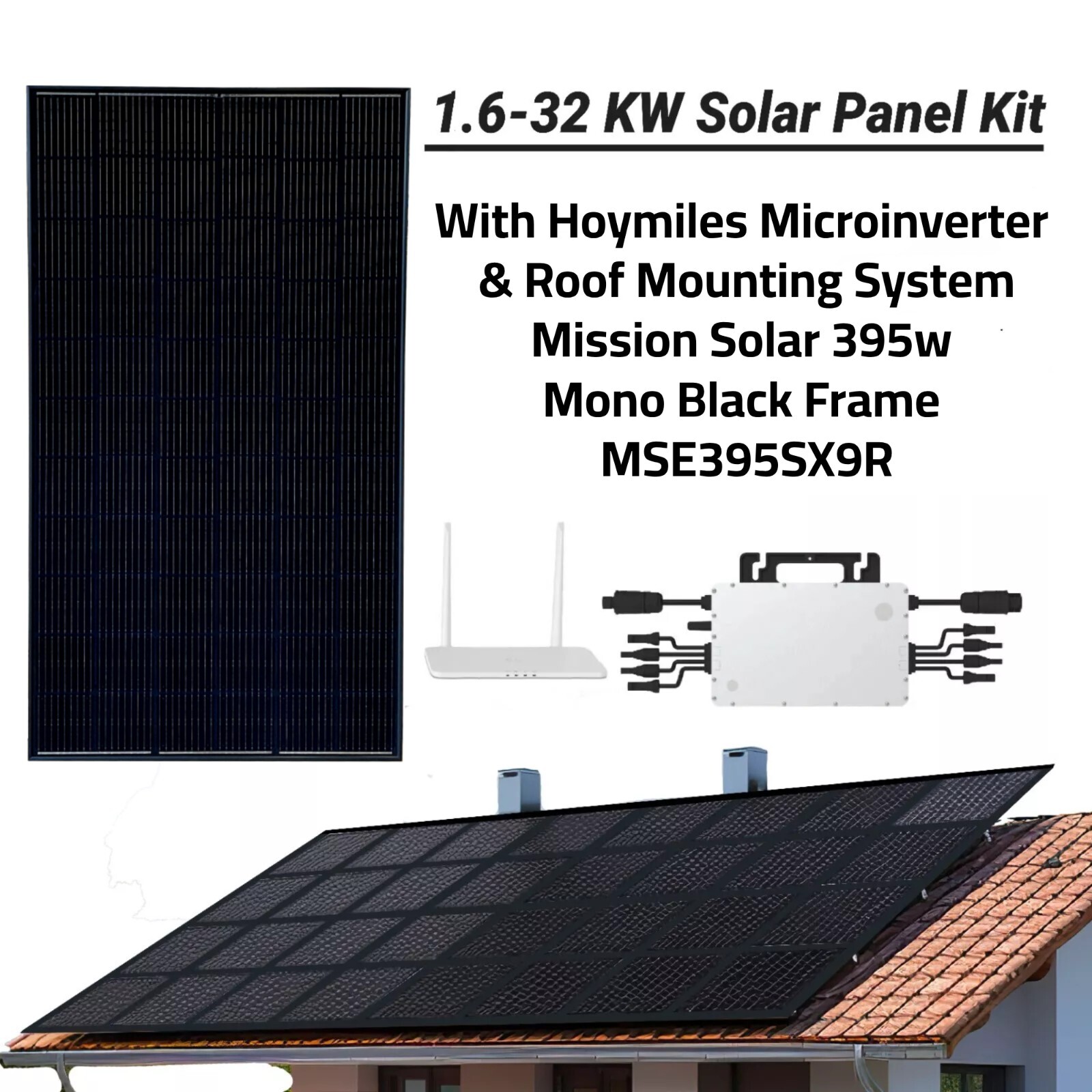 1.6kW DIY Solar Panel Kit with Microinverter Racking/Roof Mount Complete Install
