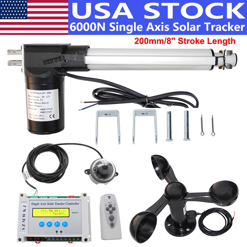 Single Axis Solar Tracker System-6000N 8″ Linear Actuator&Anemometer &Controller