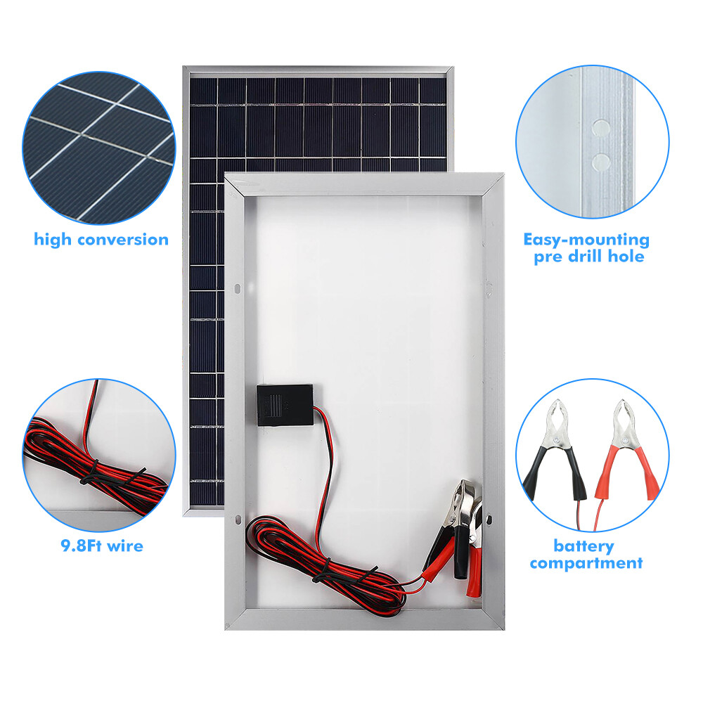 30W Solar Battery Trickle Charger Solar Panel Maintainer 100A Controller for RV