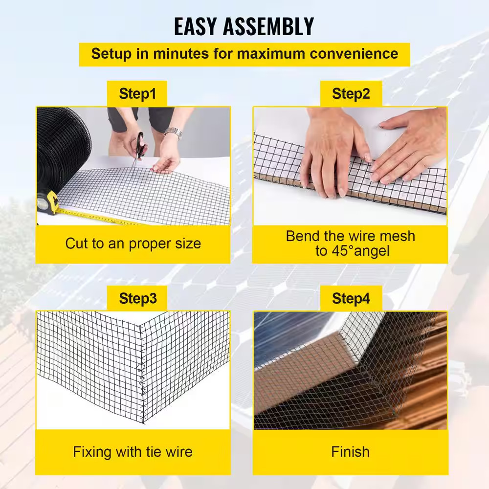Solar Panel Bird Wire 8 In. X 98 Ft. Solar Panel Critter Guard Removable Garden