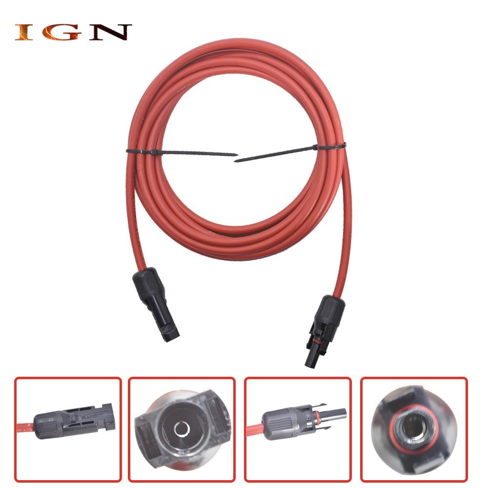 High Quality 10 AWG 15ft 1 Pair Solar Panel Extension Cable Wire Connector