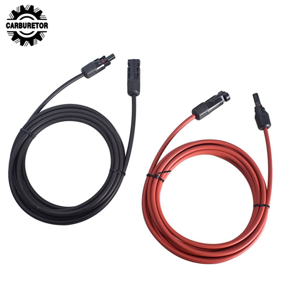 Black And Red Solar Panel Extension Cable Wire Connector 12AWG 1 Pair 10FT