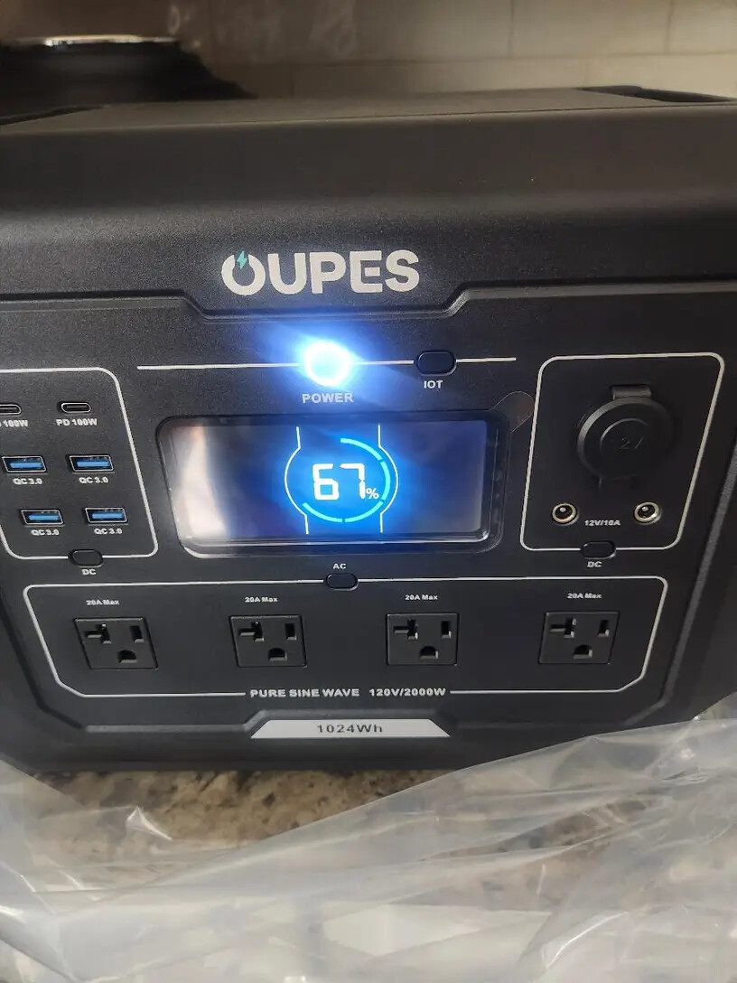 OUPES Mega 1 2000W/1024Wh Portable Power Station Solar Generator Backup Battery