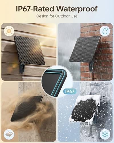 6W Solar Panel Charger for Ring & Trail Cameras, 5000mAh Battery, IP65 Waterproo