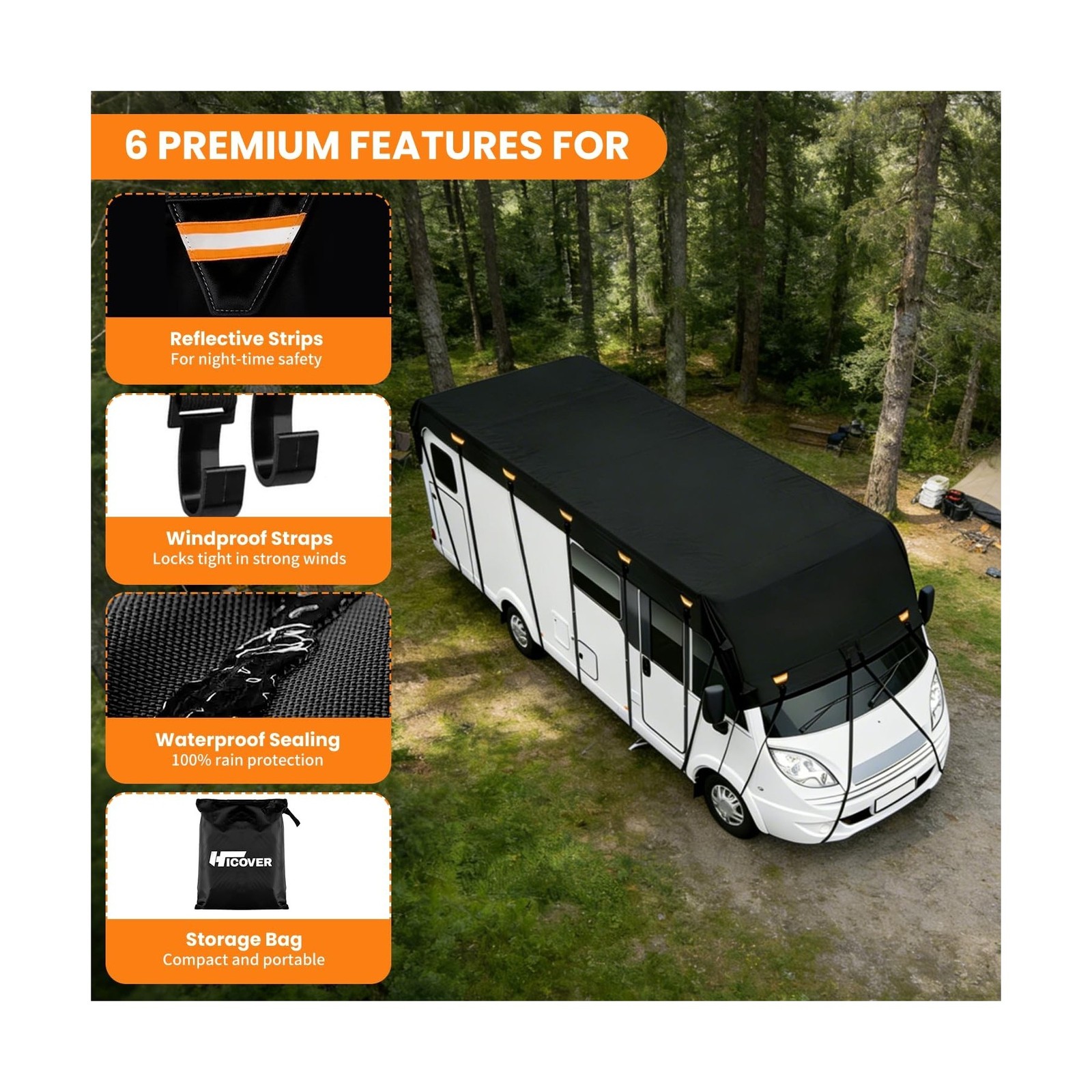 600D Rv Roof Cover Waterproof Fits 31ft to 33ft Motorhome Caravan | Camper Ro…