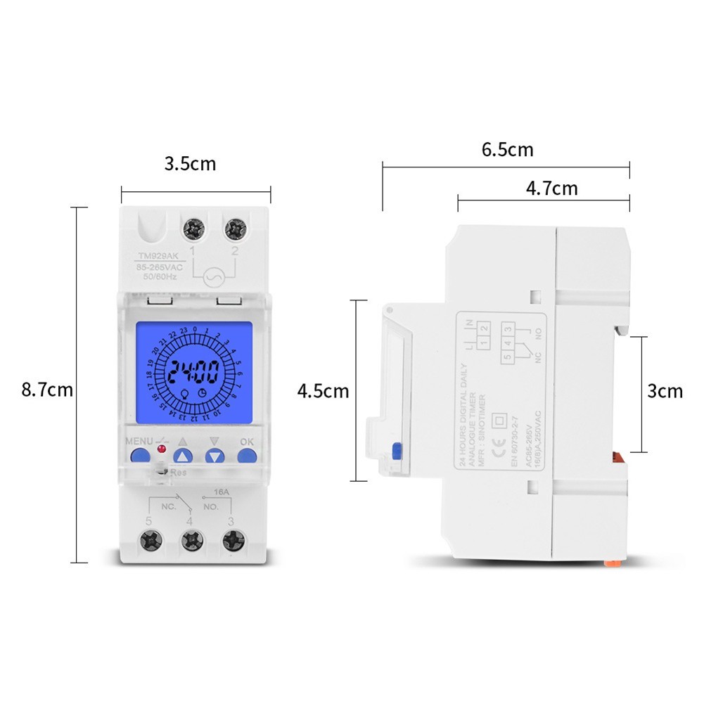 Intelligent Timer Switch 16A 24 Hours Programmable with Backlight LCD Display