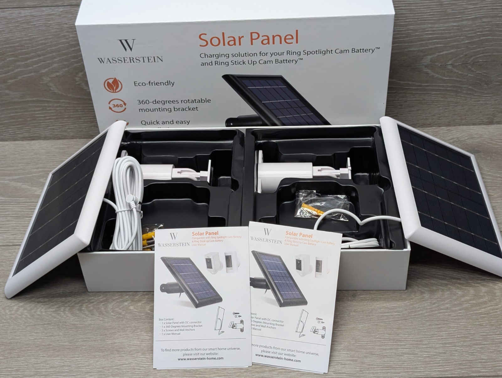 Wasserstein Solar Panel 2-Pack Ring Spotlight/Stick Up Cam Battery White