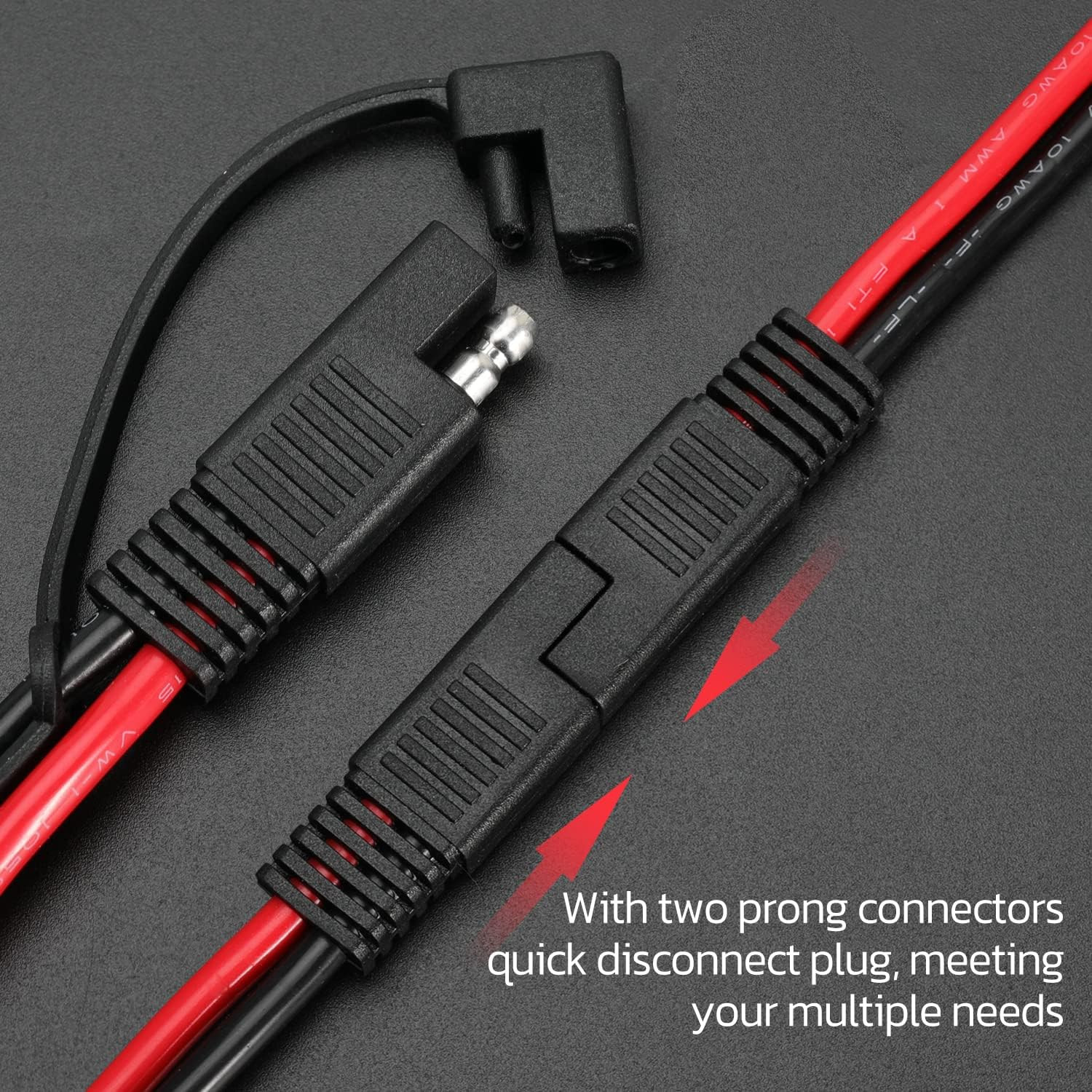 10AWG SAE Extension Cable 10 Gauge SAE to SAE Extension Cord with Two Prong Conn