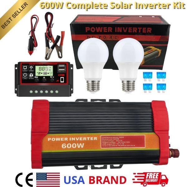 600W 12V to 110V/220V Solar System Combination Inverter Kit Solar 30A Controller