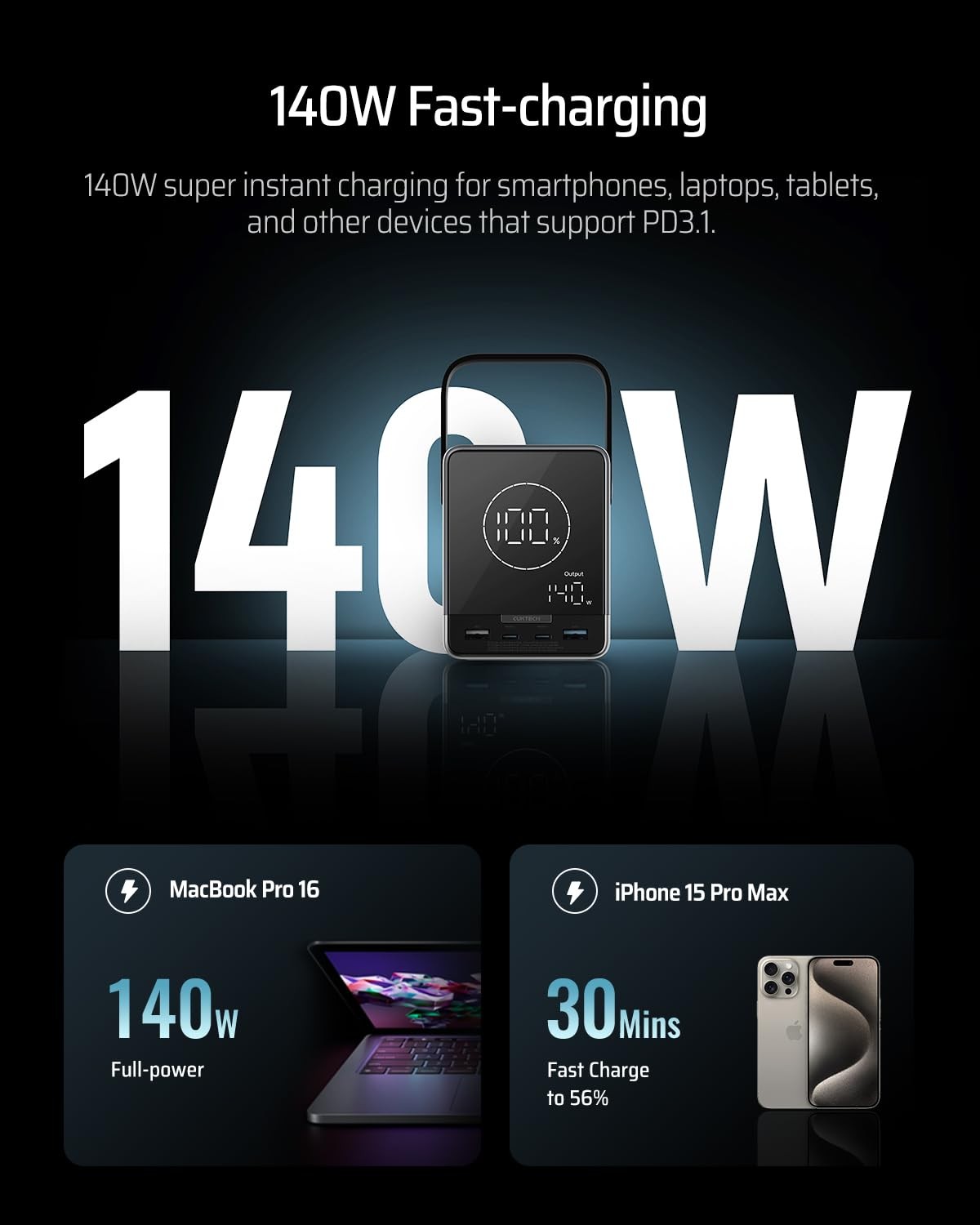 30 140W Power Bank Station 40,000mAh(4S1P), 144Wh Portable Power Station for …