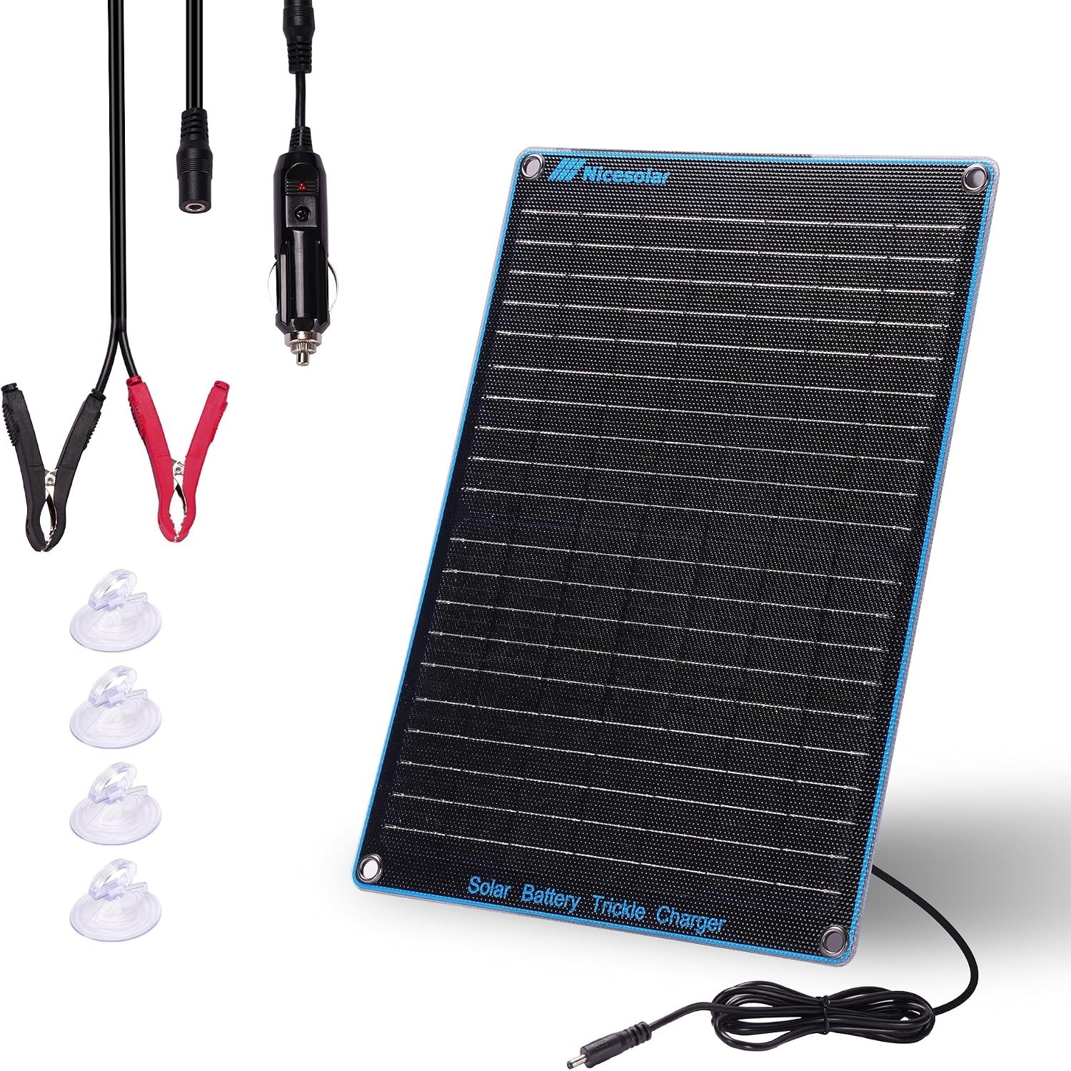 Nicesolar 20W 12V Solar Battery Trickle Charger Maintainer Car Boat RV