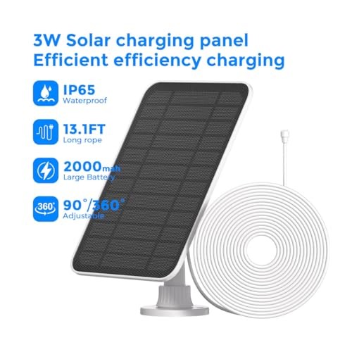 Solar Panel for Google Nest Cam (Battery) – Built-in 2000mAh Battery for