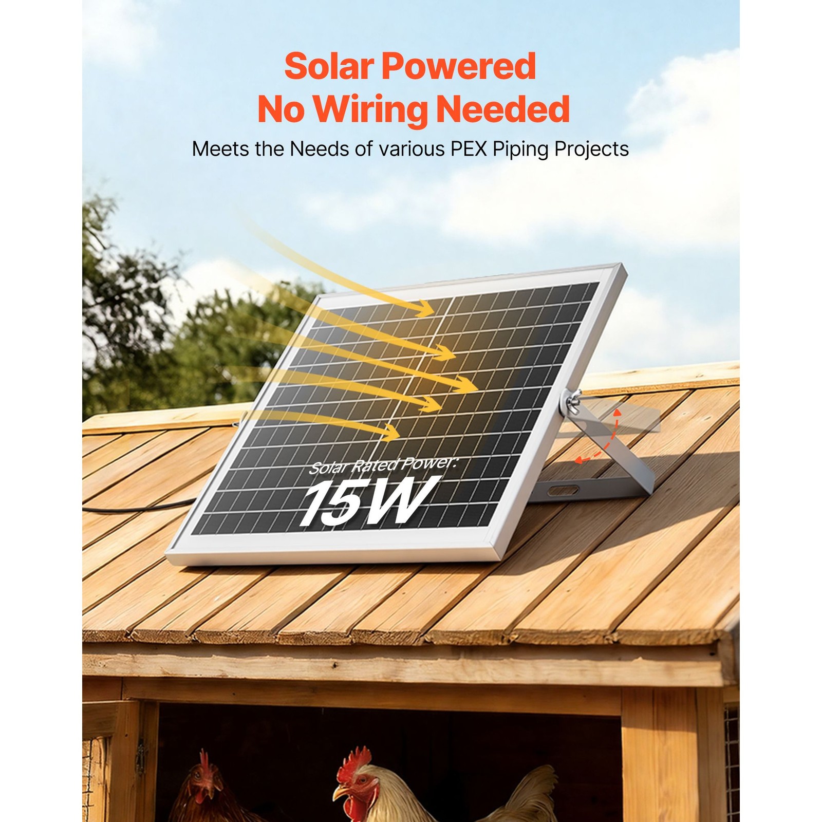 Dual Solar Fan: 15W Panel, Adjustable Angle, 240 CFM, Roof/Wall Mount