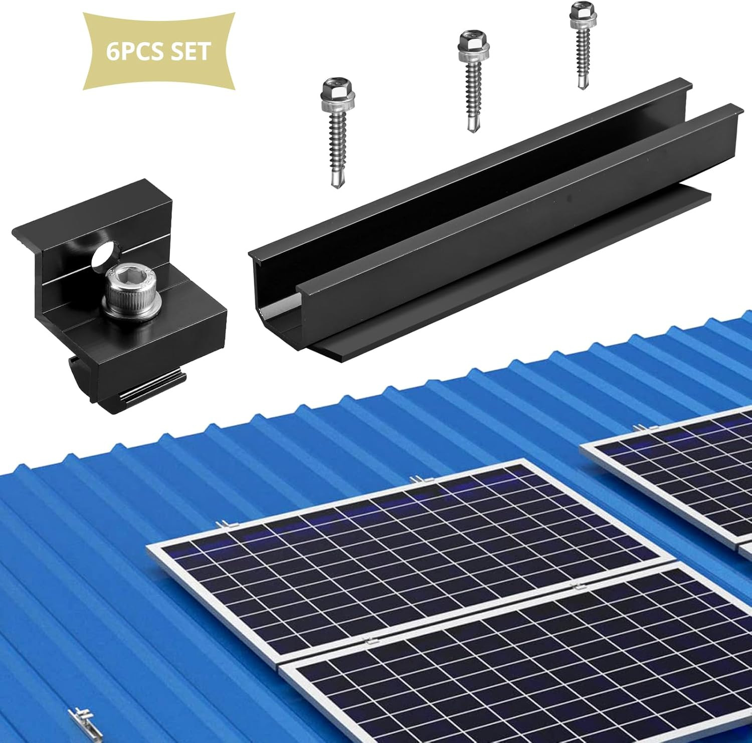 Solar Panel Bracket Kit, 6 Pcs 7.87 in Aluminium Solar Panel Mounting Rail 30Mm/