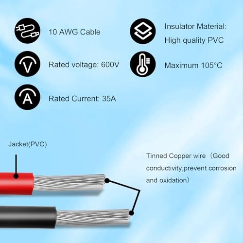 Solar to XT60i Cable 10AWG Solar Panel to XT60i Adapter Connector XT60i-F 20FT