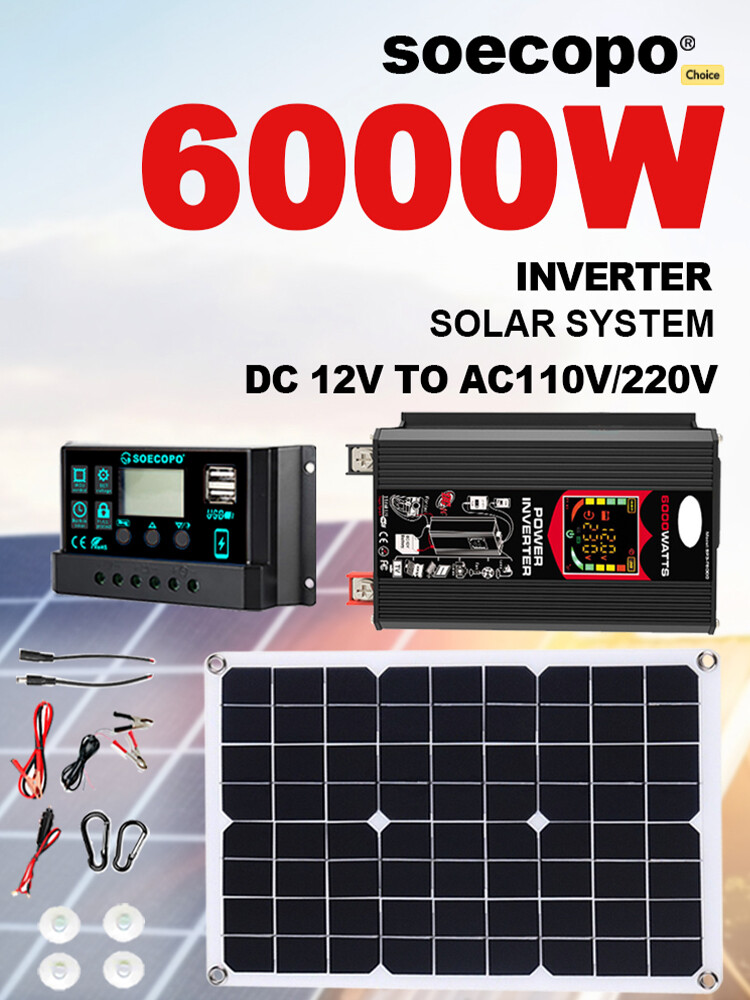 6000W 100A 220V Solar Panel Kit Complete Solar Power Generator Home Grid Syste