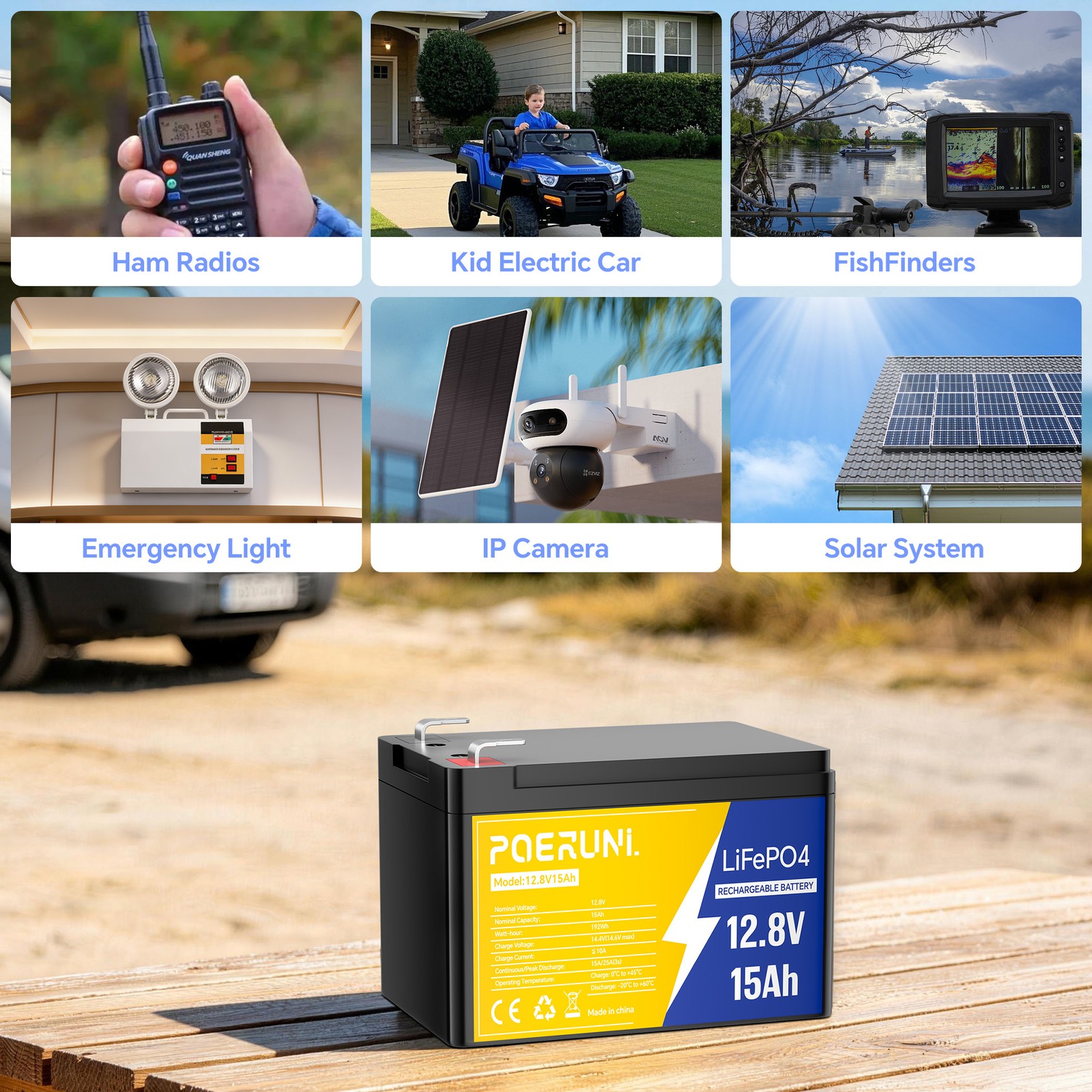LiFePO4 Lithium Battery 50A 55Ah 12V BMS Deep Cycles for Trolling Motor Solar
