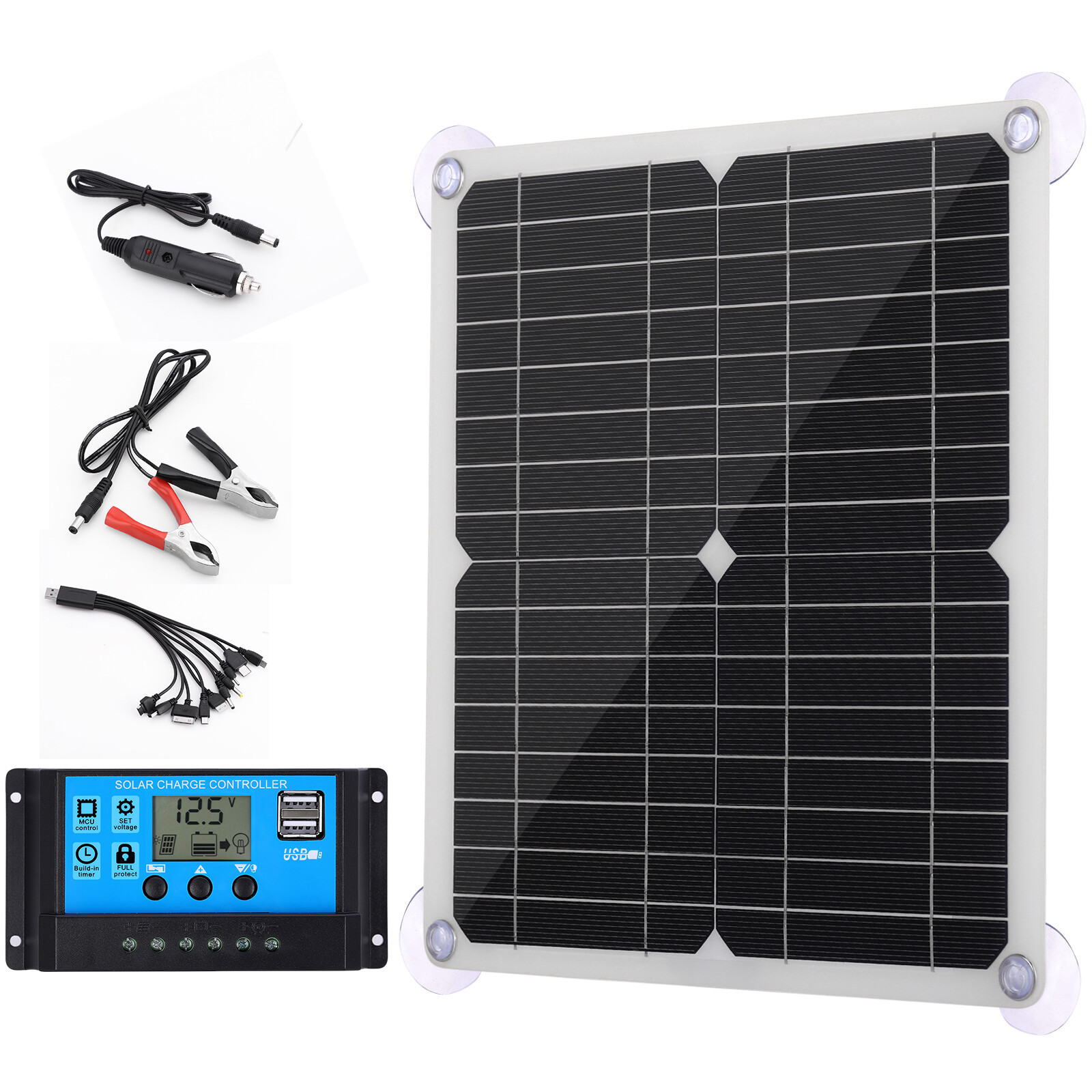 25W Solar Panel Kit 100A 12V battery Charger Controller Caravan Boat Outdoor RV