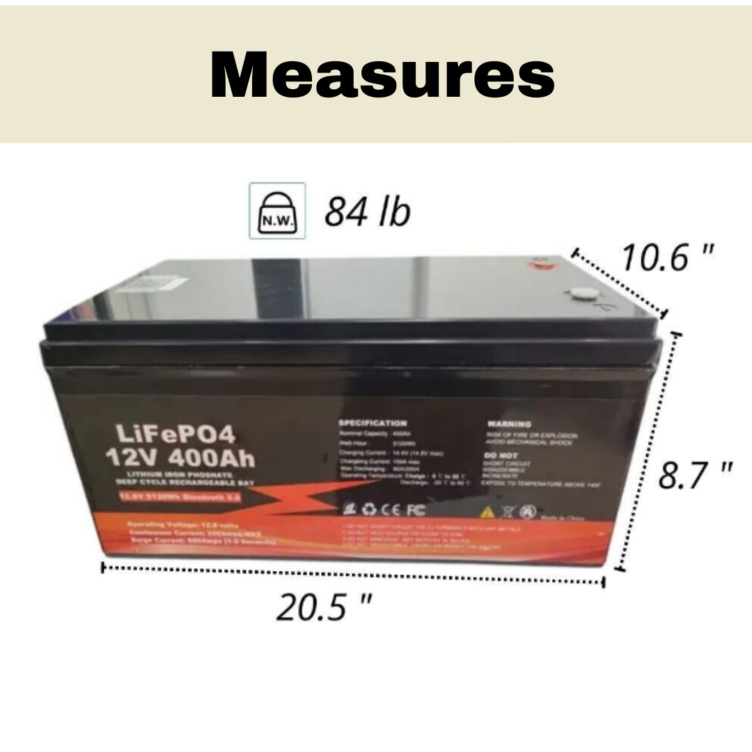 12V Lithium Battery, 12V LiFePO4 Battery, 400Ah, With Bluetooth. 5120WH.