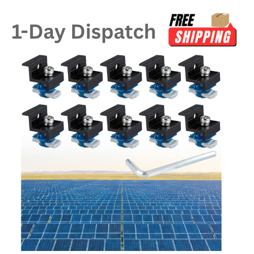 Sumalon 10pcs Solar Panel End Clamp for Unistrut 30/35mm Black