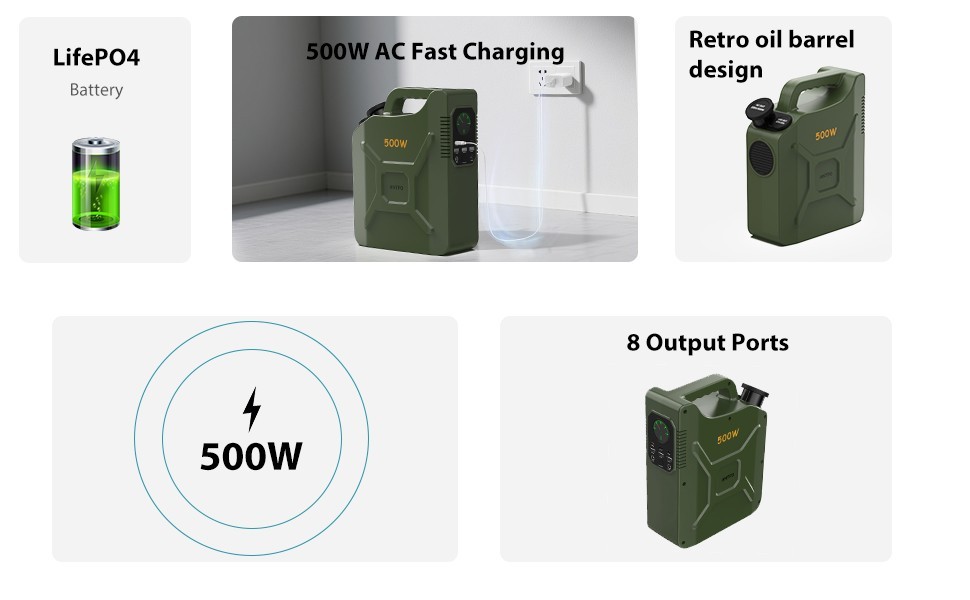 500W 500Wh Portable Power Station for Power Outage Camping self driving tour