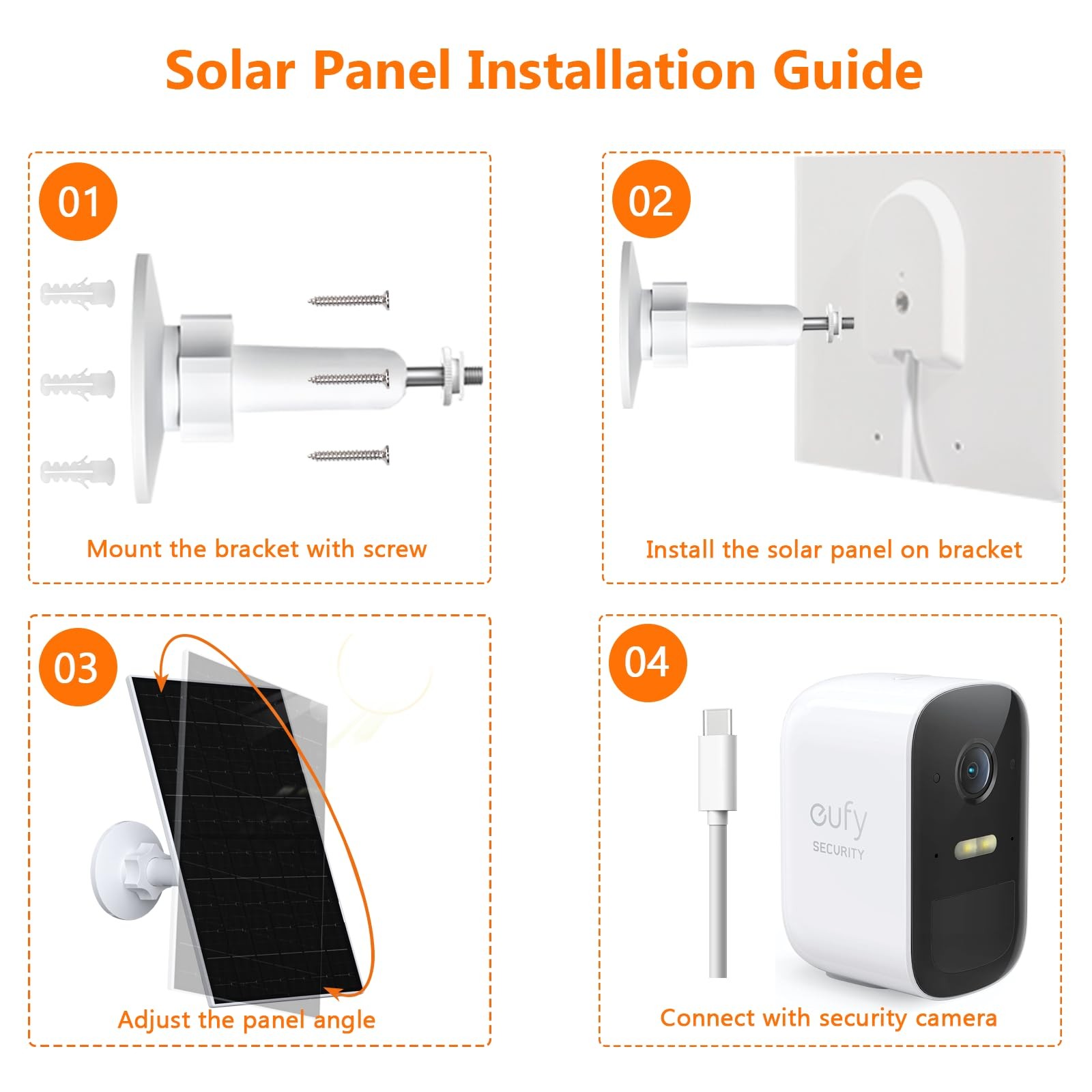 Zivif 7W Solar Panel for Eufy Camera, 5V USB/Type-C Solar Charger Compatible …