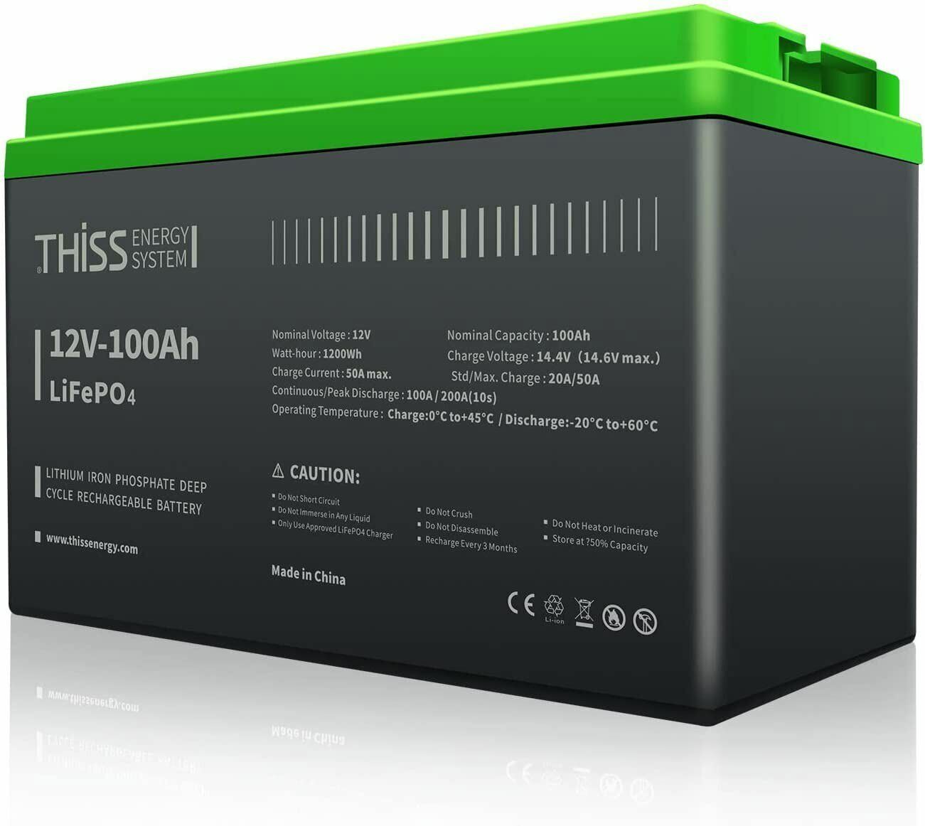 12V 50Ah 100Ah Lithium Battery LiFePO4 Rechargeable 3000+ Deep Cycle BMS Home RV