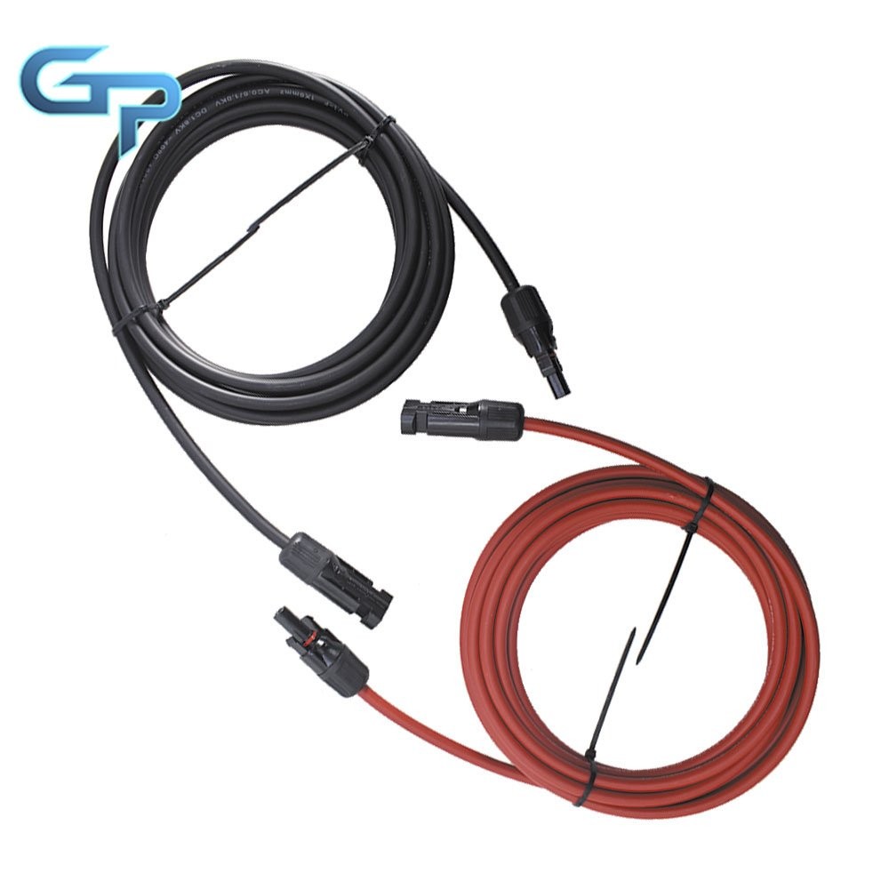New 1 Pair 15ft Solar Panel Extension Cable Wire Connector Black + Red 10 AWG
