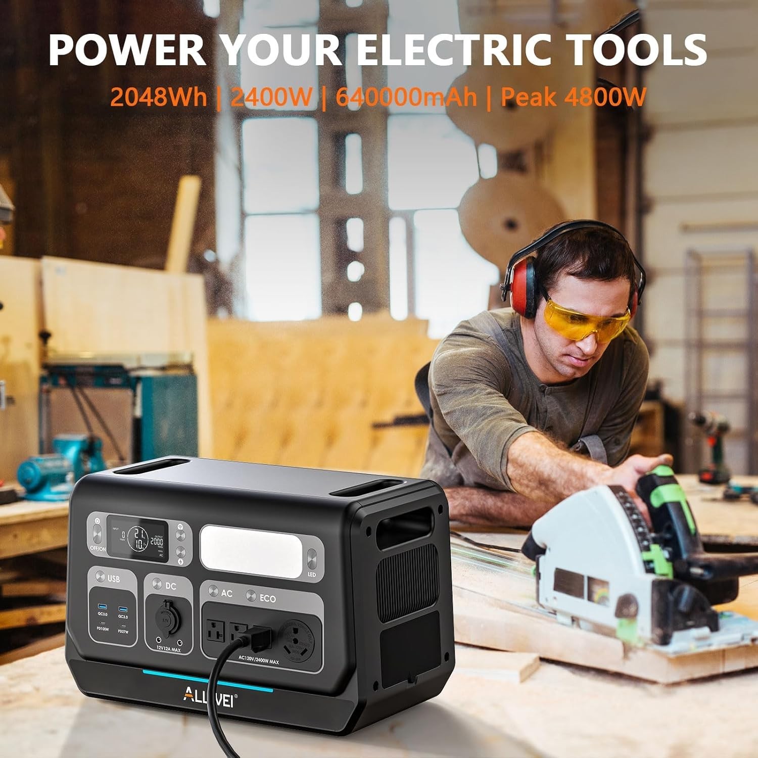 Solar Generator Portable Power Station Emergency ALLWEI LiFePO4 UPS 2400W 2048Wh