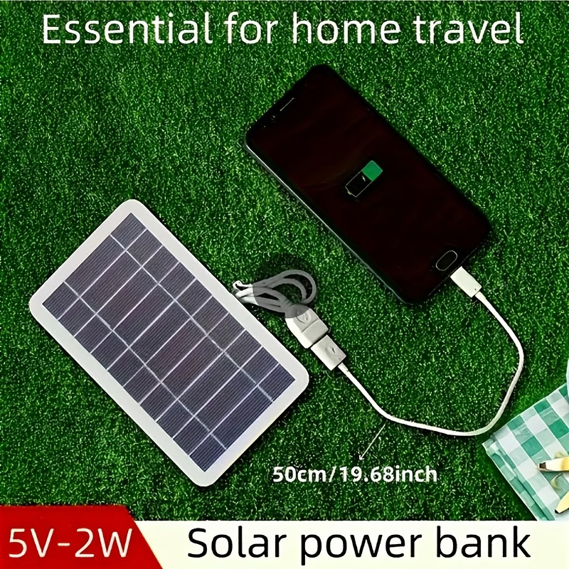 5V 2W Portable Solar Panel USB Fast Charger for Phones, Power Banks & Cameras