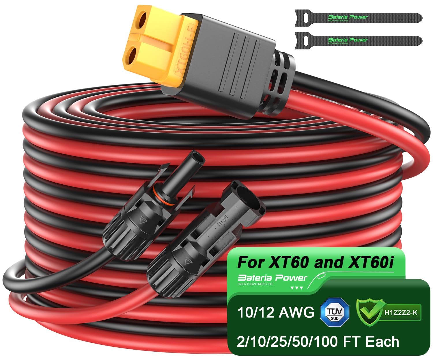 50FT 10AWG Solar Connector to XT60 Adapter Extension Cable, Solar Panel to XT…