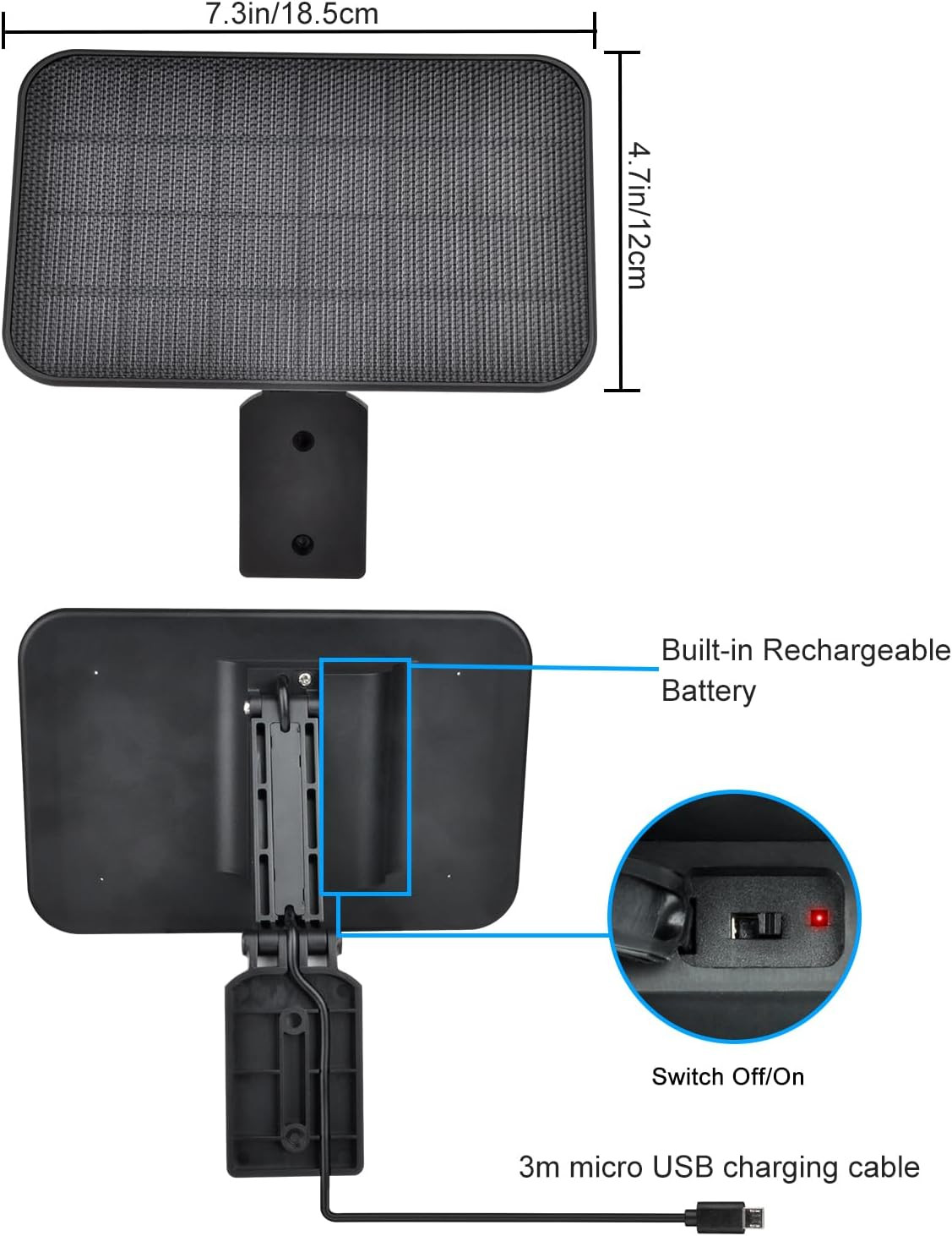 Solar Panel for Blink Outdoor 2K+/ Outdoor 4 (4Th Gen)/And XT/XT2 Camera, 4W 5V