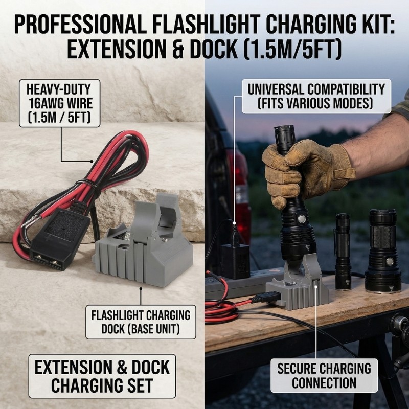 150CM ABS Flashlight Charging Wire 16AWG Thick And Durability Construction