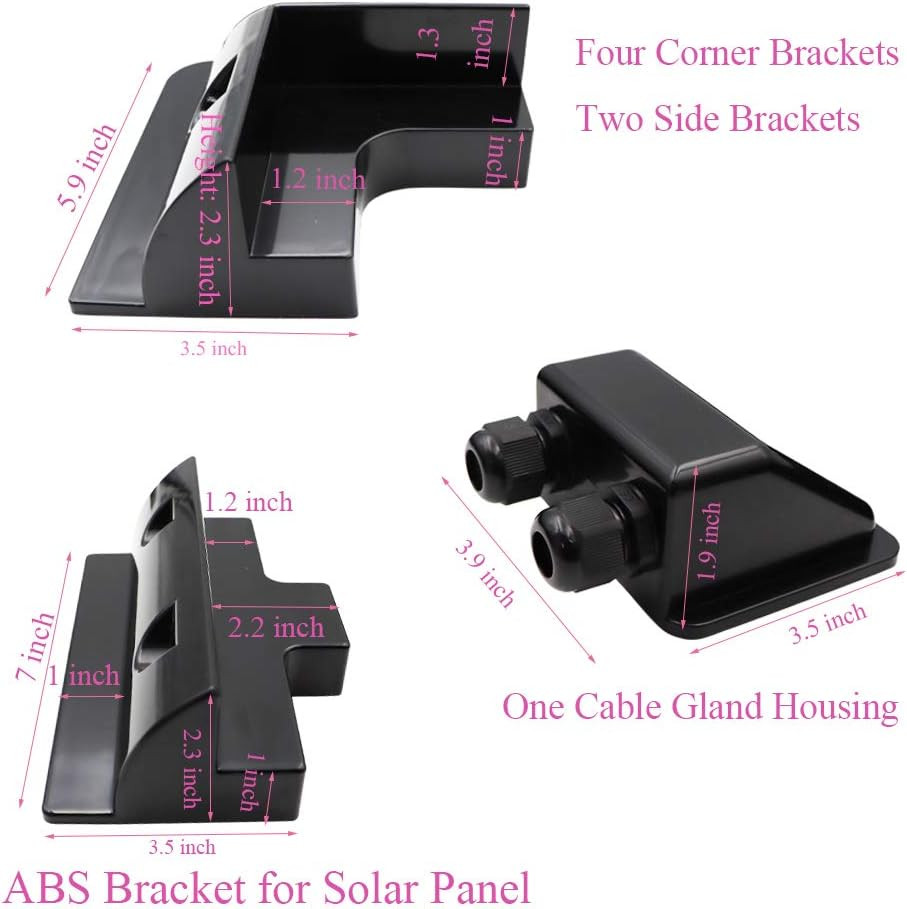 Solar Panel Mounting Brackets ABS Corner Bracket Kit 7PCS, Drill-Free Widely Use