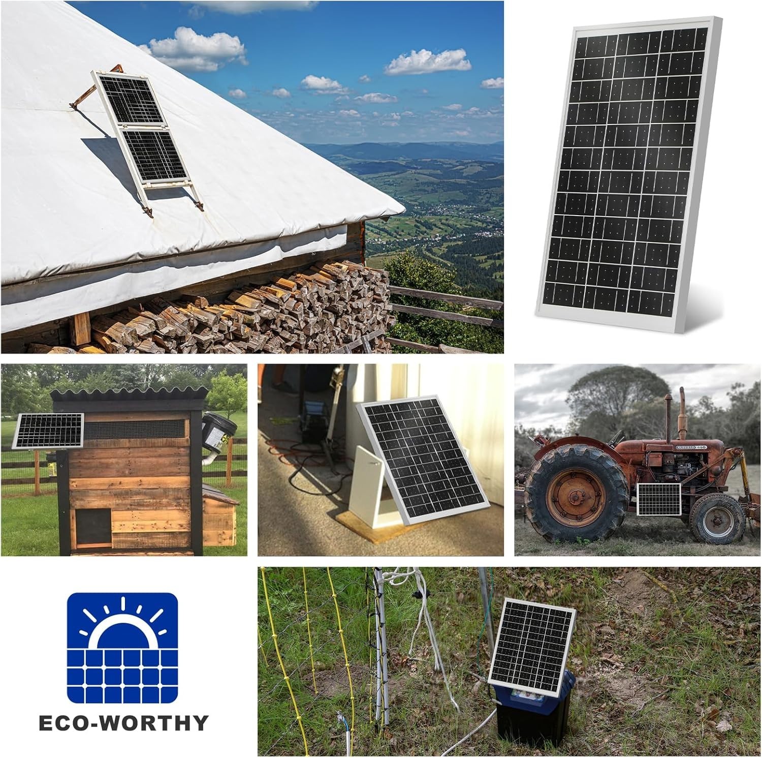Eco-Worthy Monocrystalline Solar Panel Off-Grid Battery Charger RV Boat 25W 12V