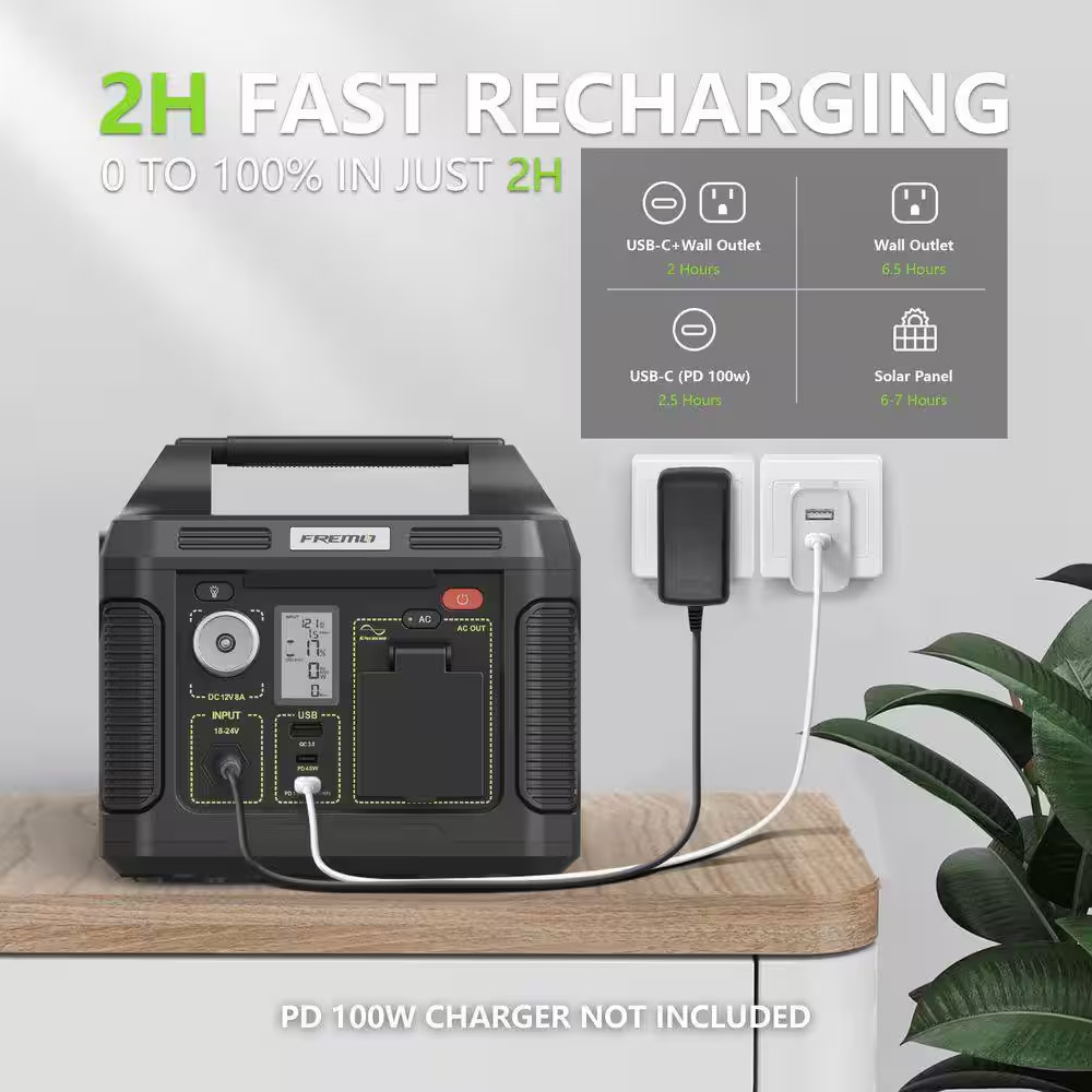 TP300 300-Watt Portable Power Station Push Button Battery Generator