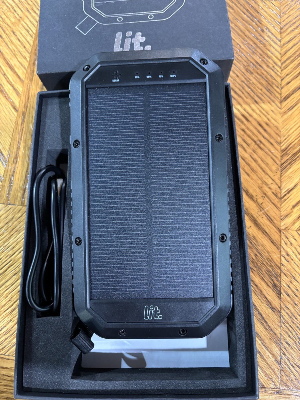 LIT Portable Power Bank Solar Panel 3 USB Outputs Input Micro USB DC 5V/2A