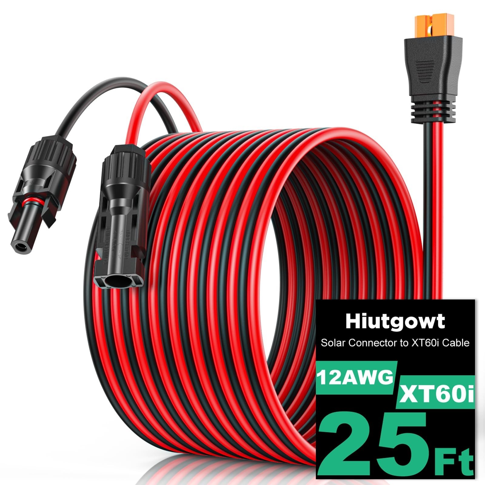 Hiutgowt 12AWG XT60i Solar Cable 25FT, Solar XT60i Cable 3 10 15 20 30 40 50FT