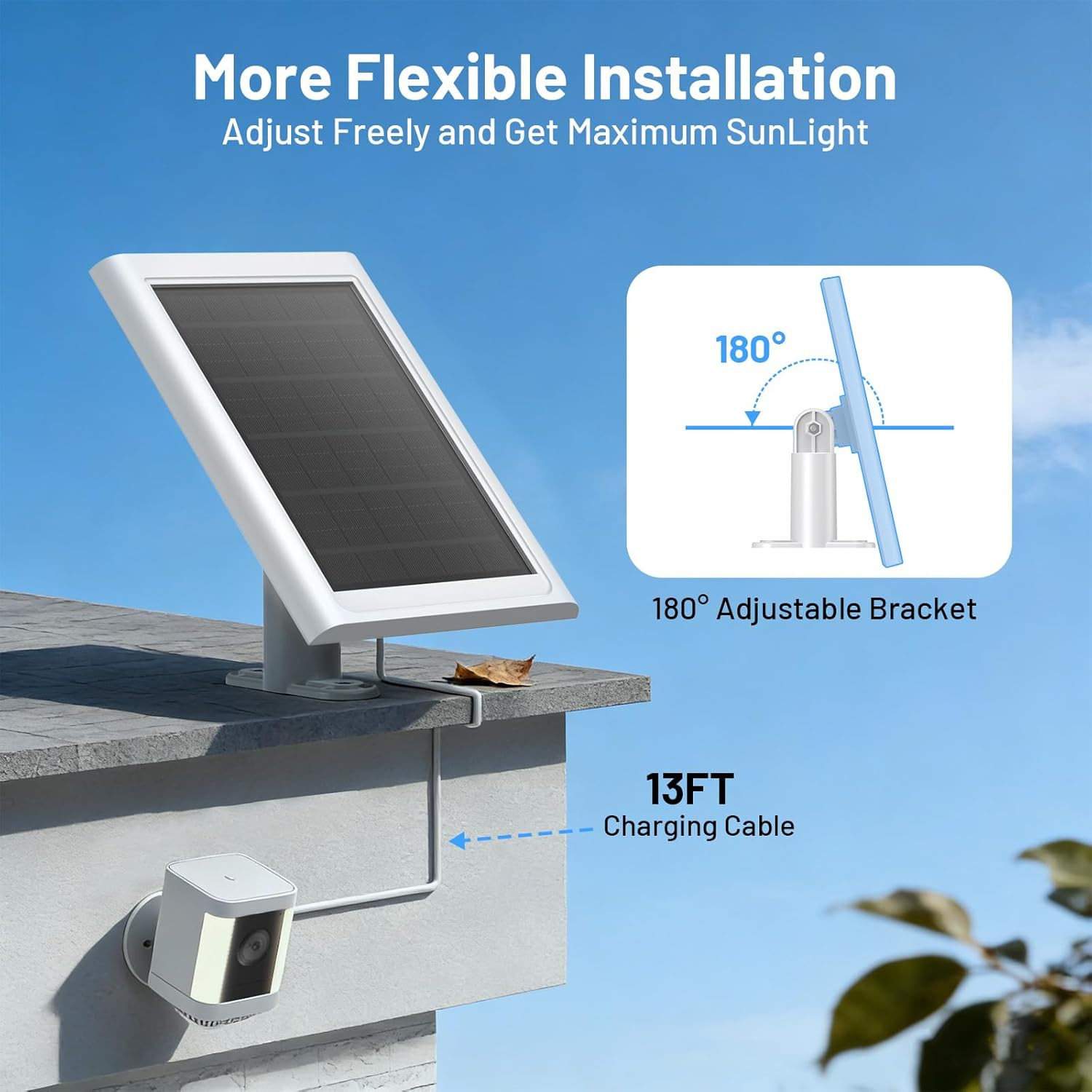 Solar Panel for Ring Camera, 1 Pack Solar Charger Compatible with Ring Stick up