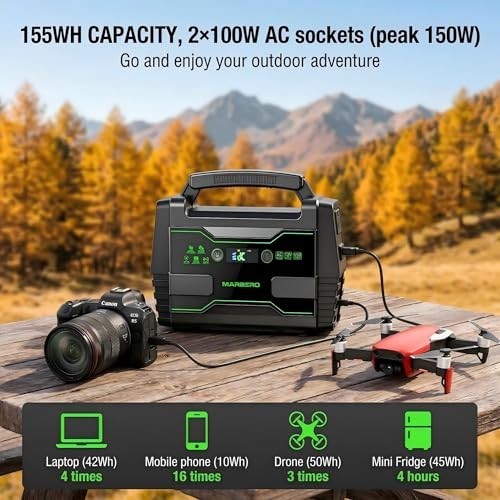 Solar Generator 155Wh Portable Power Station 30W Solar Panel 2x100W AC Outlets