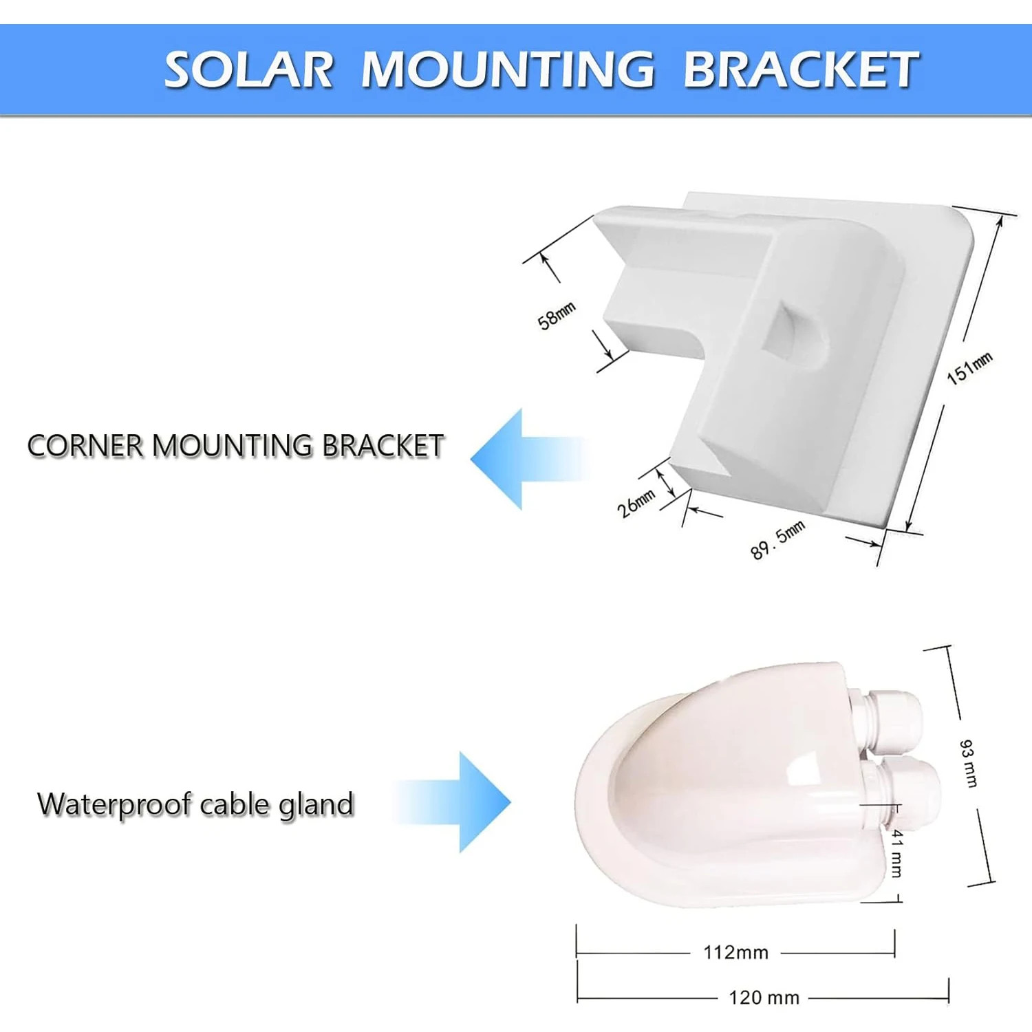 Solar Panel ABS Plastic Mounting Bracket with 5 Non Drilling Corner Kits, RV Mar