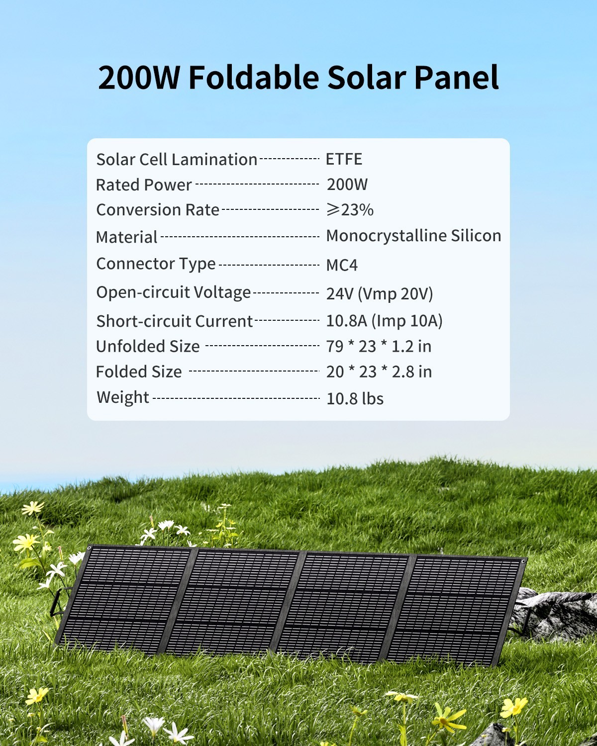 ABOK 200W Portable Solar Panel with Kickstand Foldable & Durable IP68 Waterproof